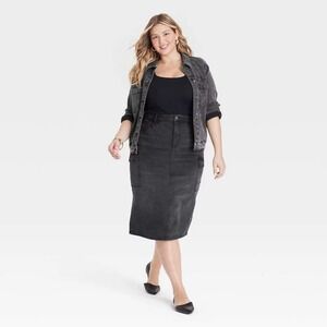 Women's Black Midi‎ Denim Skirt Size 22 – Ava & Viv